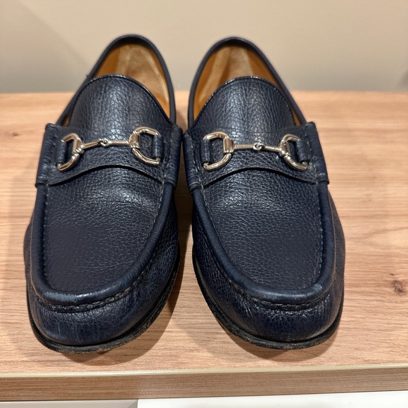 Gucci Horsebit Loafers Navy Pebbled Leather Men’s Size 8.5 /US 9 Made in Italy main image 12